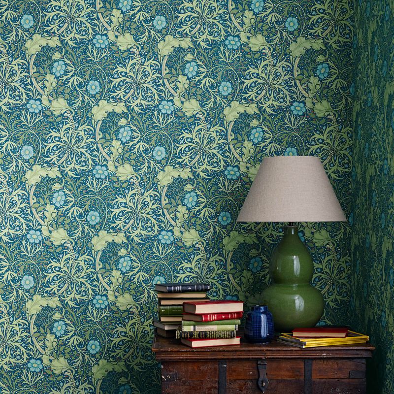 Seaweed Wallpaper Cobalt/Thyme