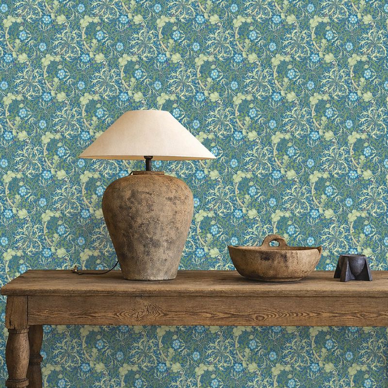 Seaweed Wallpaper Cobalt/Thyme