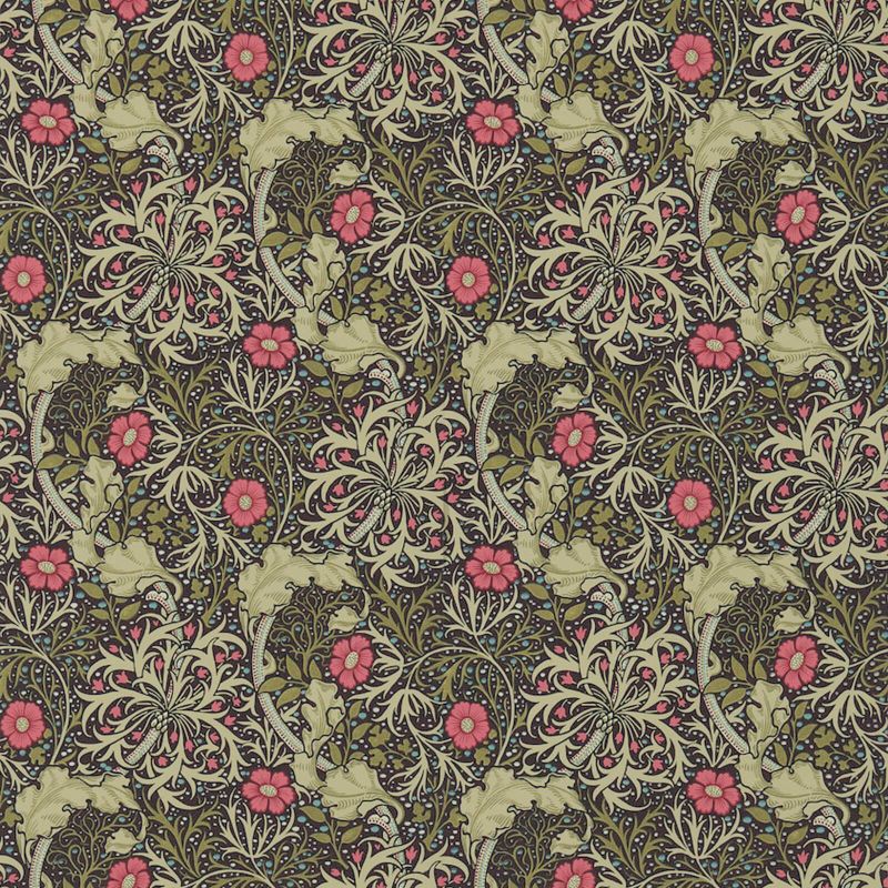Morris Seaweed Wallpaper Ebony/Poppy