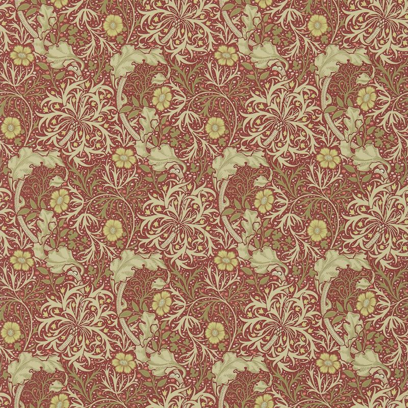 Morris Seaweed Wallpaper Red/Gold