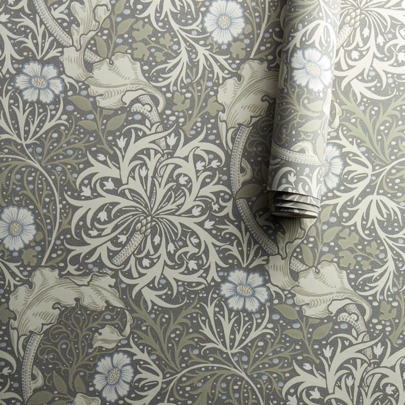 Seaweed Wallpaper Silver/Ecru
