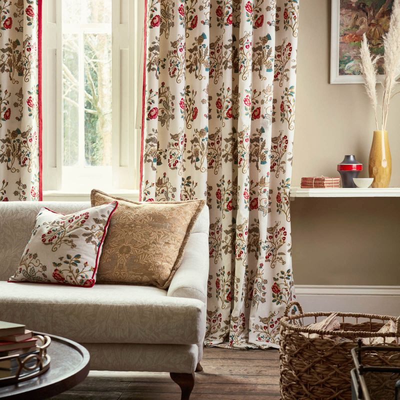 Newill Embroidery Fabric Wine/Saffron