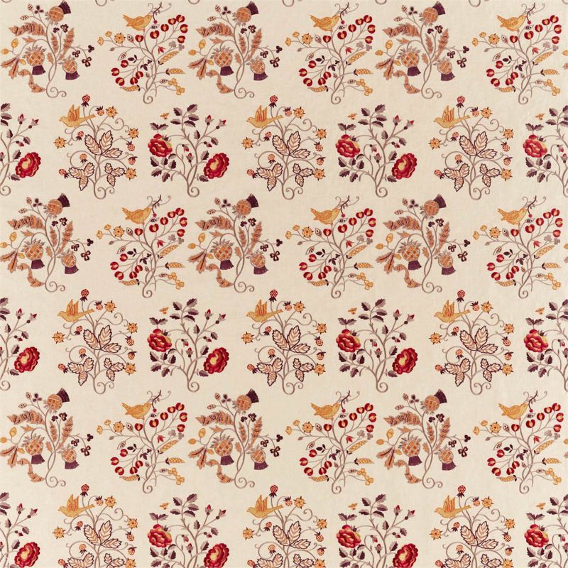 Newill Embroidery Fabric Wine/Saffron