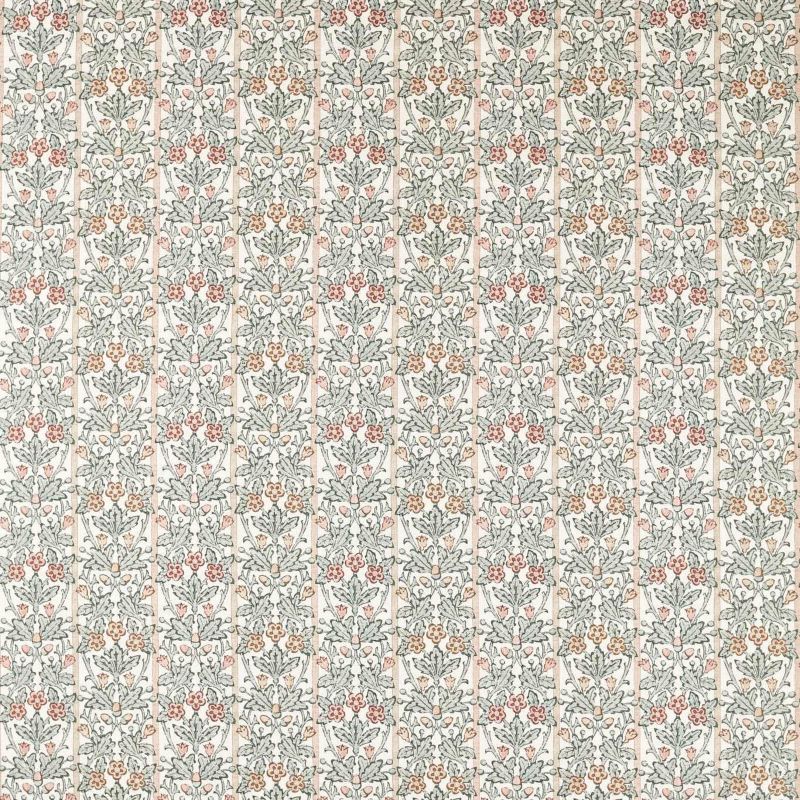 Oak & Blossom Fabric Umber/Mineral Blue