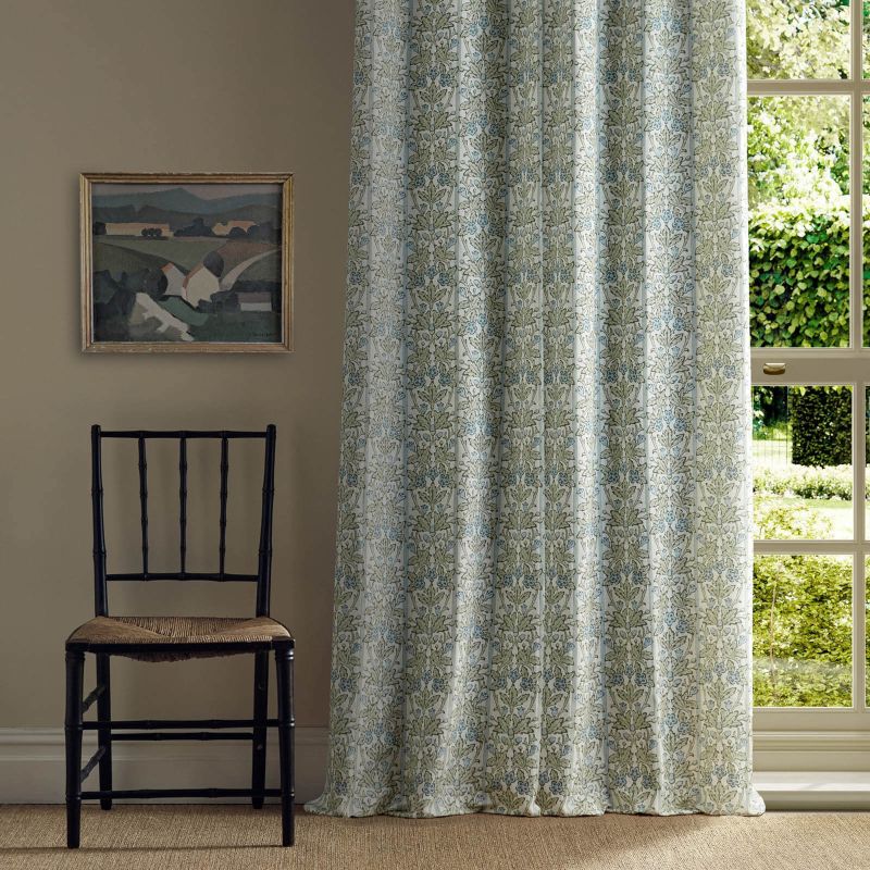 Oak & Blossom Fabric Thyme/Woad