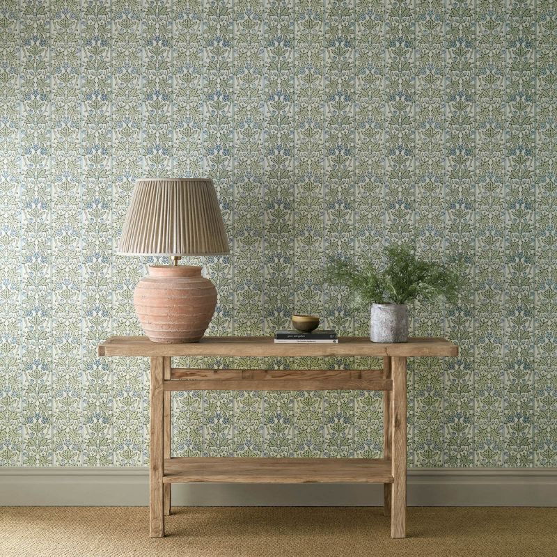 Oak & Blossom Wallpaper Thyme/Woad