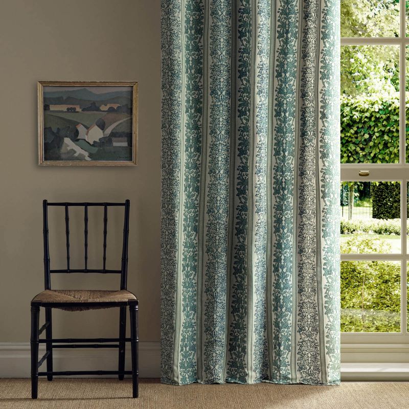 Oak & Blossom Weave Fabric Green/Indigo