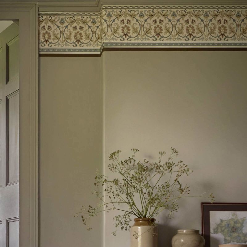 Ornamental Frieze Wallpaper Linen/Woad