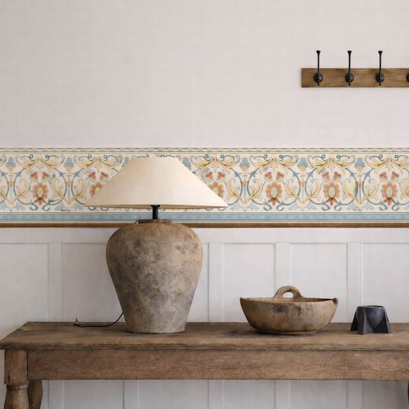Ornamental Frieze Wallpaper Linen/Woad