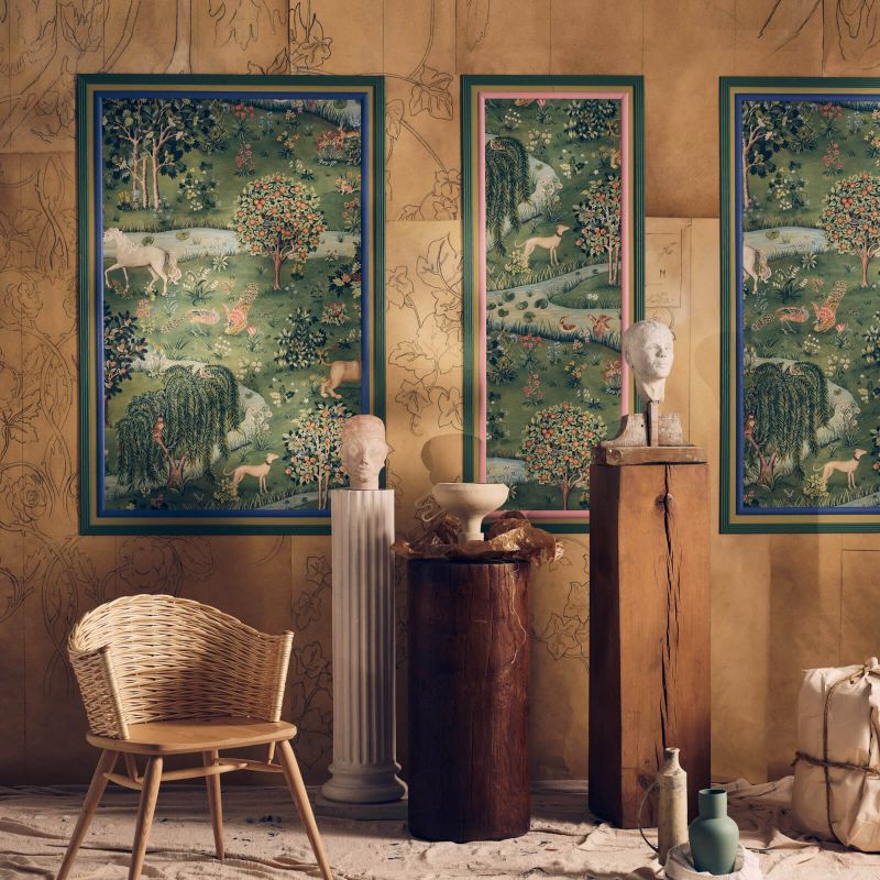 Owl & Willow Wallpaper Bayleaf/Orange