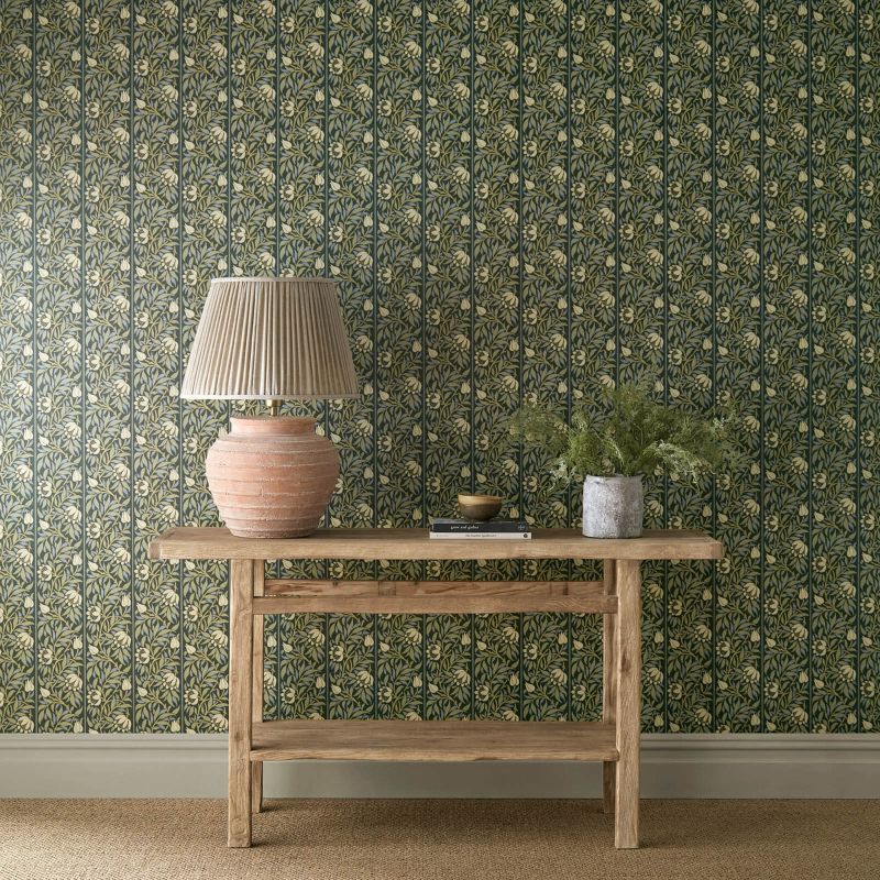 Peony Trellis Wallpaper Bayleaf/Slate