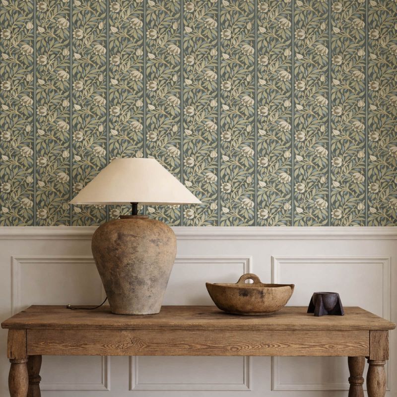 Peony Trellis Wallpaper Bayleaf/Slate