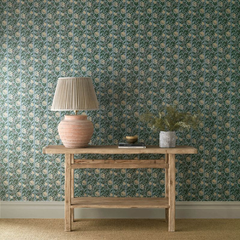 Peony Trellis Wallpaper Soft Blue/Nettle