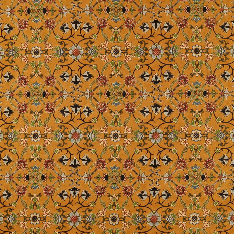 Persian Scroll Embroidery Fabric Ochre