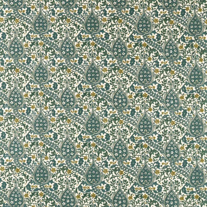 Persian Tulip Embroidery Fabric Evergreen