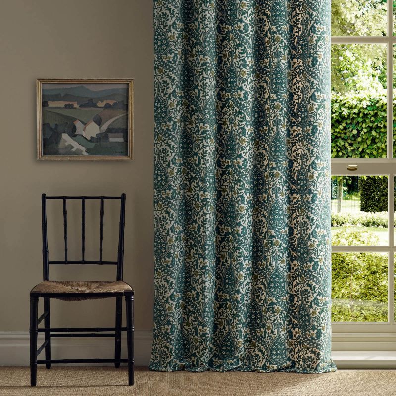Persian Tulip Embroidery Fabric Evergreen