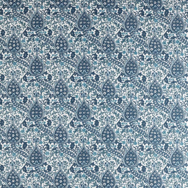 Persian Tulip Embroidery Fabric Indigo