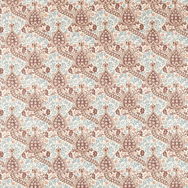 Persian Tulip Fabric Umber/Mineral Blue