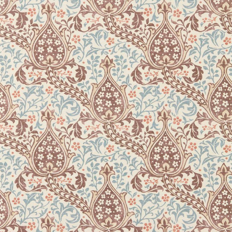 Persian Tulip Wallpaper Umber/Mineral Blue