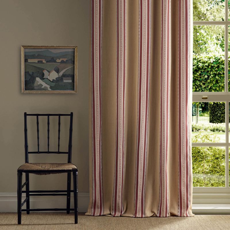 Pimlico Stripe Fabric Ochre/Crimson