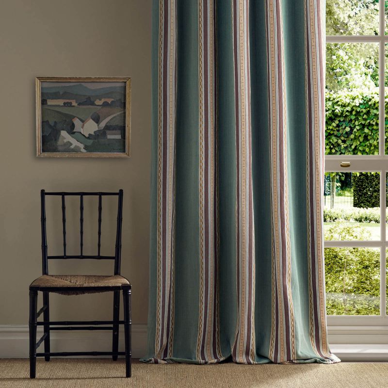Pimlico Stripe Fabric Teal/Mulberry