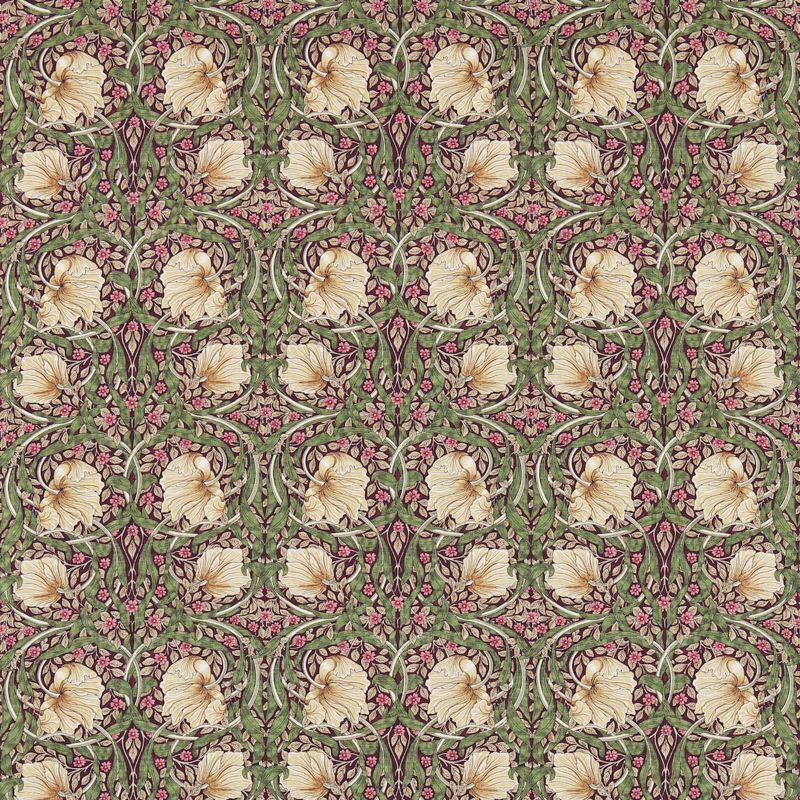 Pimpernel Fabric Aubergine/Olive