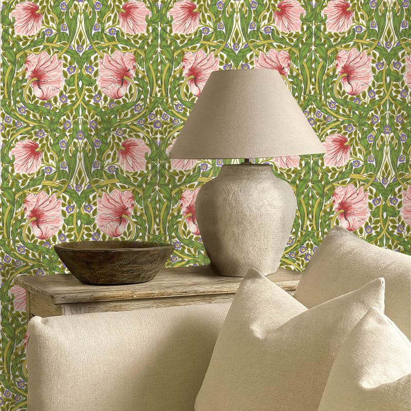 Pimpernel Wallpaper Sap Green/Strawberry