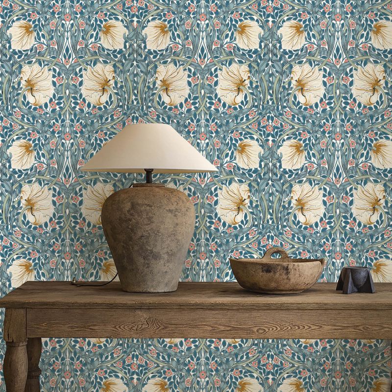 Pimpernel Wallpaper Woad/Coral