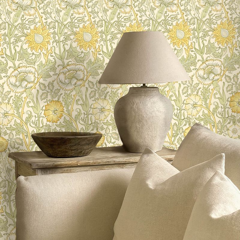 Pink & Rose Wallpaper Cowslip/Fennel