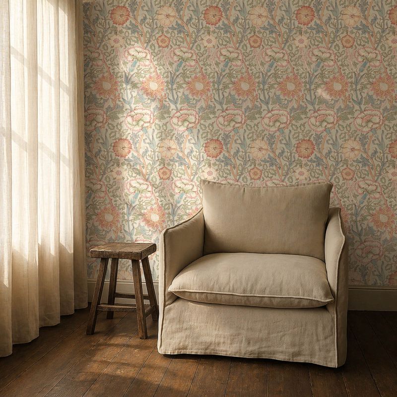 Pink & Rose Wallpaper Eggshell/Rose