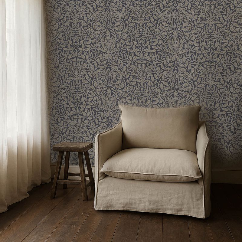 Pure Acorn Wallpaper Charcoal/Gilver