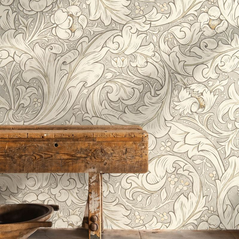 Pure Bachelors Button Wallpaper Stone/Linen