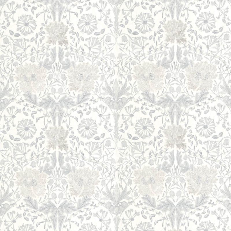Pure Honeysuckle & Tulip Embroidery Fabric Lightish Grey