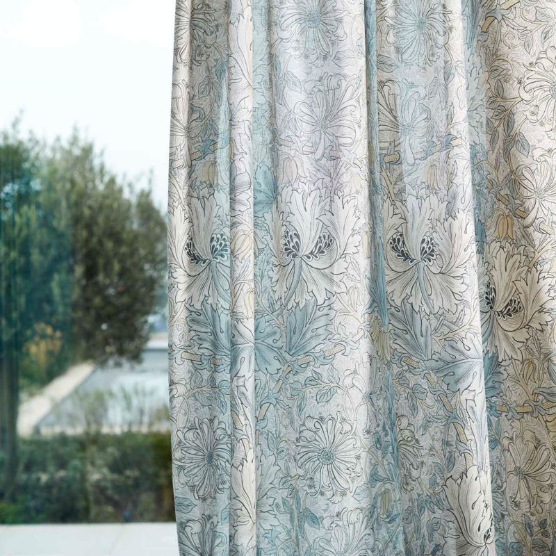Pure Honeysuckle & Tulip Sheer Wide Width Fabric Soft Blue/Linen