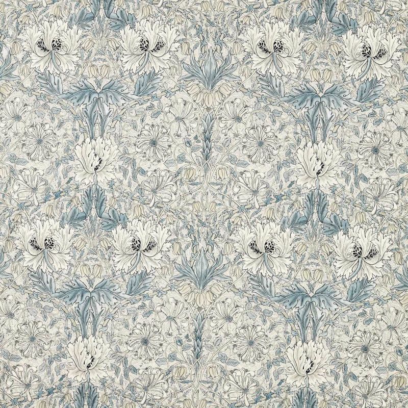 Pure Honeysuckle & Tulip Wide Width Fabric Mineral Blue/Cream