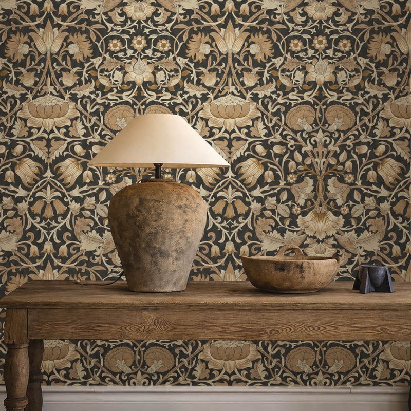 Pure Lodden Wallpaper Charcoal/Gold