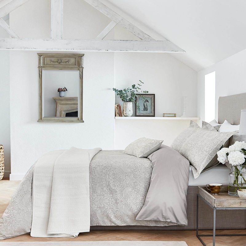 Pure Strawberry Thief Duvet Cover, Pebble Pebble