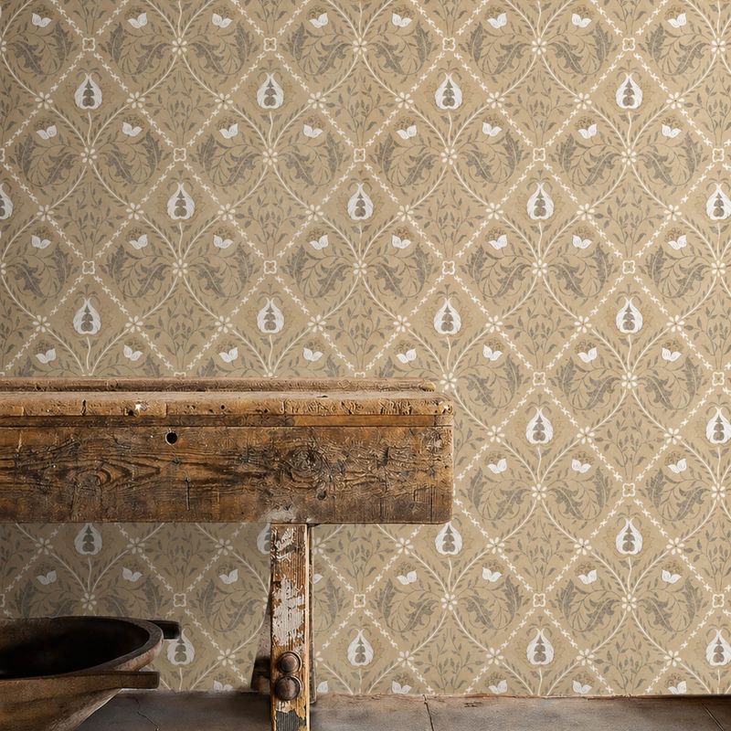 Pure Trellis Wallpaper Gold
