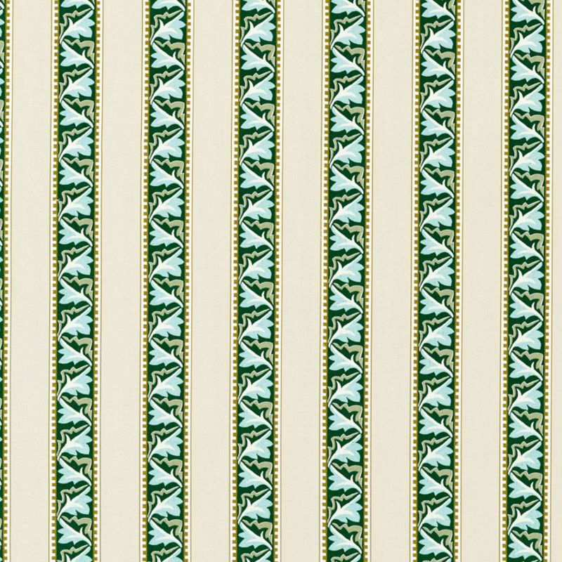 Red Car Stripe Fabric Forest/Linen
