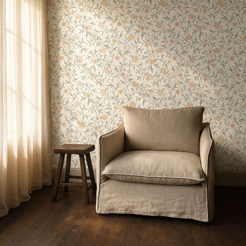 Scroll Wallpaper Thyme/Pear