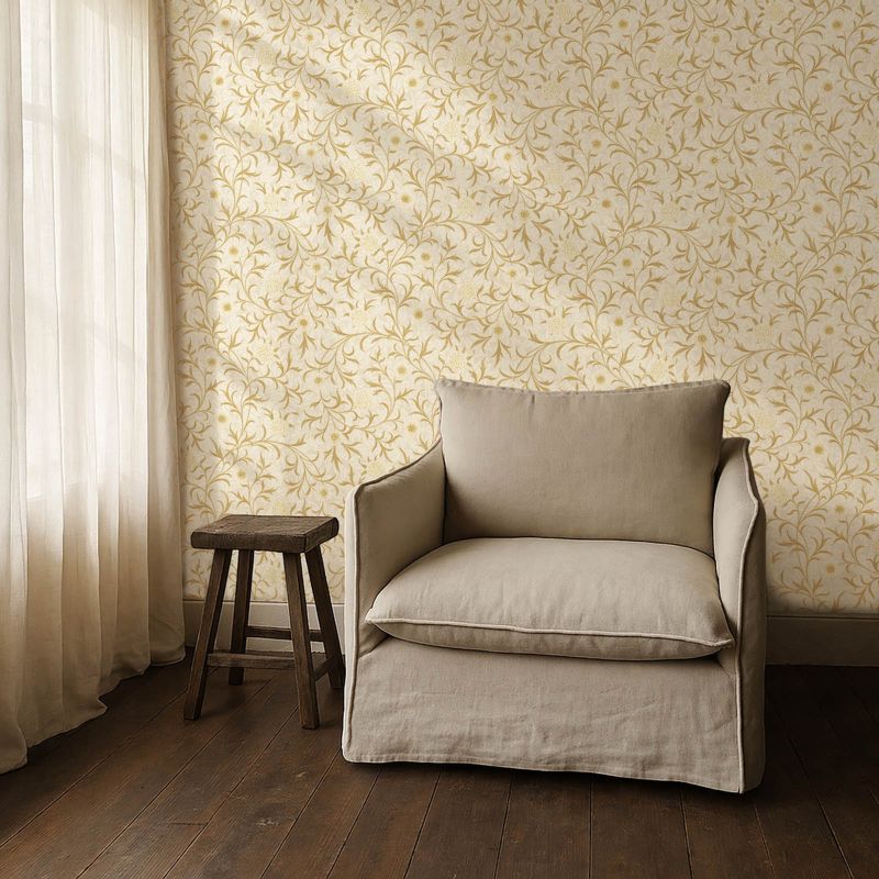 Scroll Wallpaper Vellum/Biscuit
