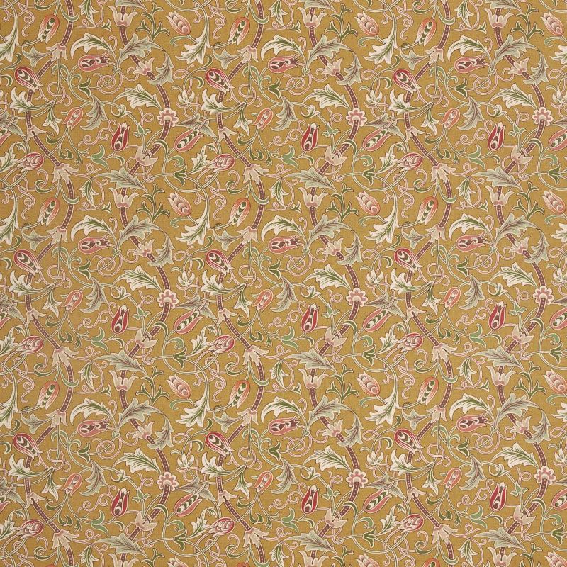 Scrolling Tulip Fabric Gold
