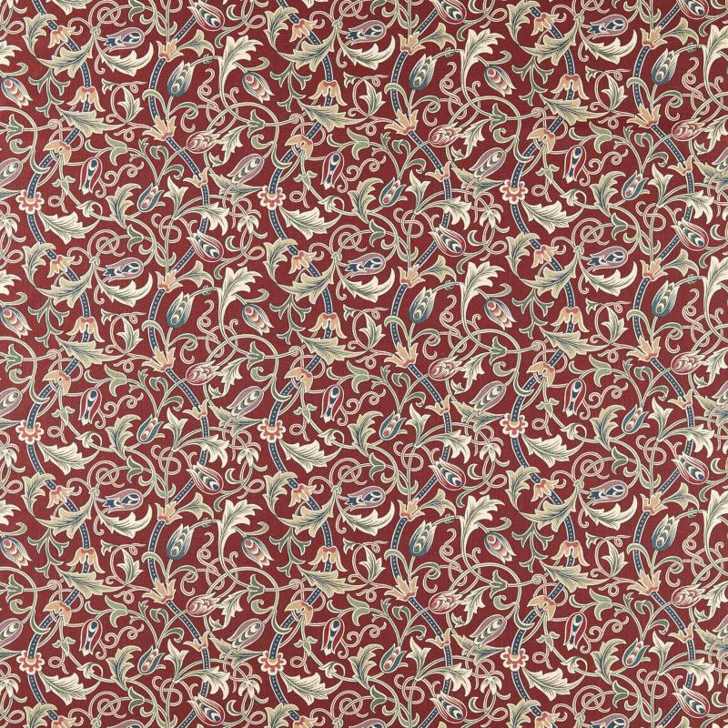 Scrolling Tulip Fabric Plum