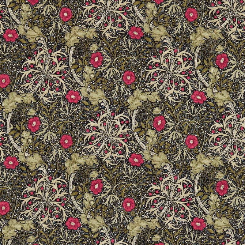 Seaweed Fabric Ebony/Poppy