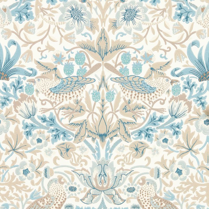 Simply Strawberry Thief Wallpaper Slate/Vellum