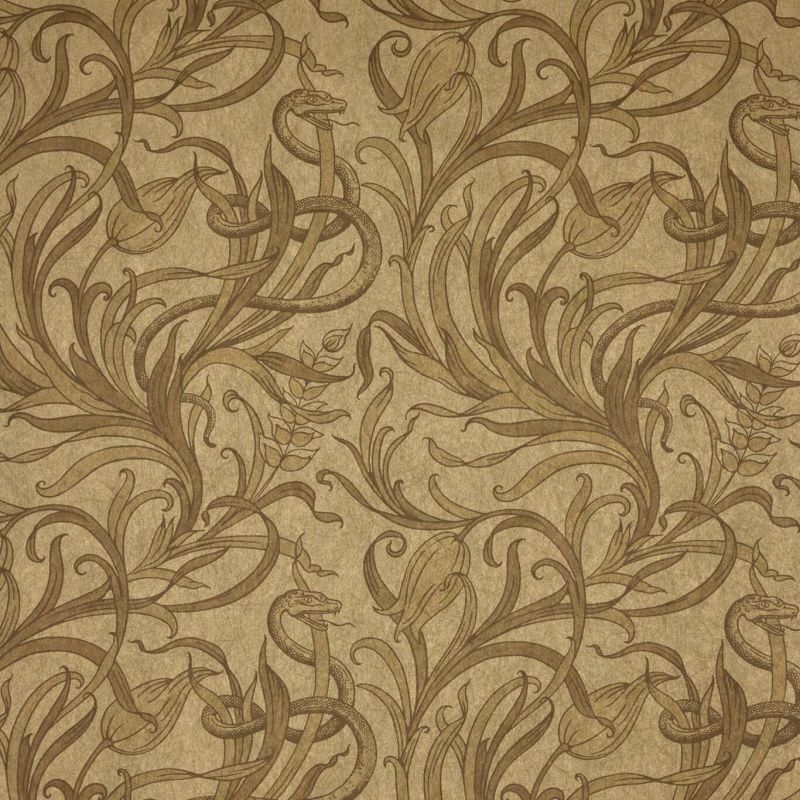 Snake & Tulip Wallpaper Antique Gold