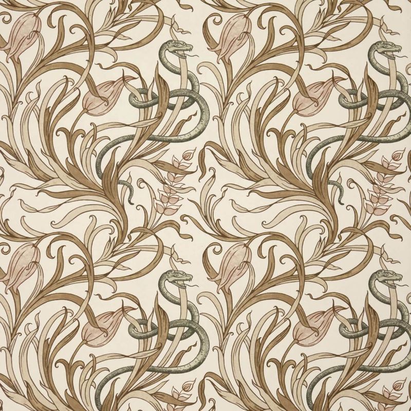 Snake & Tulip Wallpaper Blush/Eucalyptus