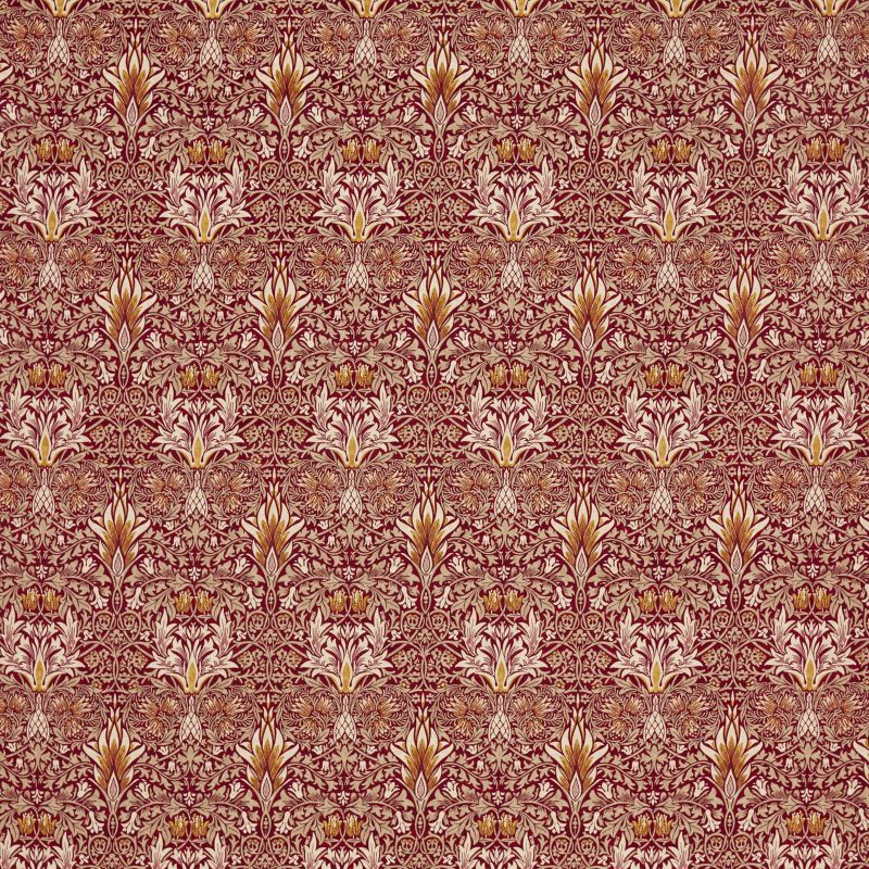 Snakeshead Velvet Fabric Crimson/Saffron