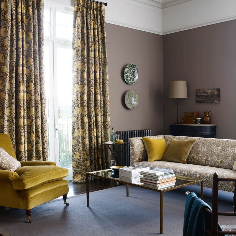 Snakeshead Velvet Fabric Mulberry/Saffron