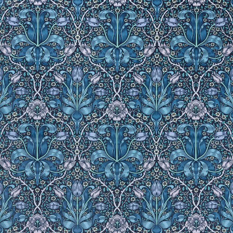 Spring Thicket Velvet Fabric Midnight/Lilac